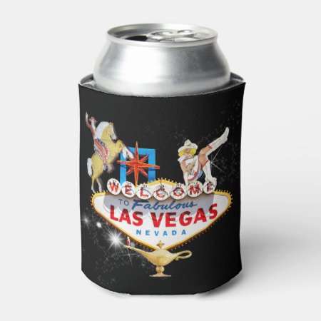 Las Vegas Welcome Sign On Starry Background Can Cooler