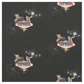 Las Vegas Welcome Sign On Starry Background Fabric by LasVegasIcons at Zazzle