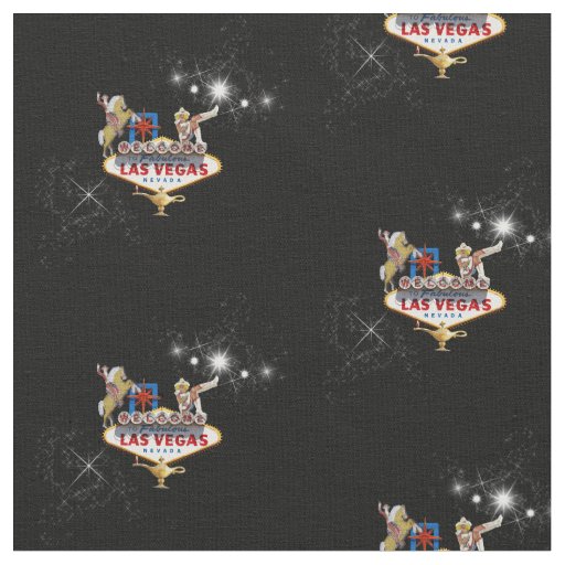 Las Vegas Welcome Sign On Starry Background Fabric