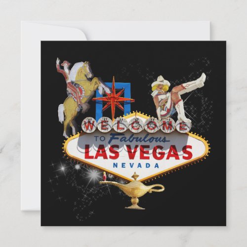 Las Vegas Welcome Sign On Starry Background Invitation