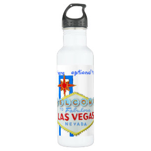 Las Vegas Welcome Sign on White Stainless Steel Water Bottle