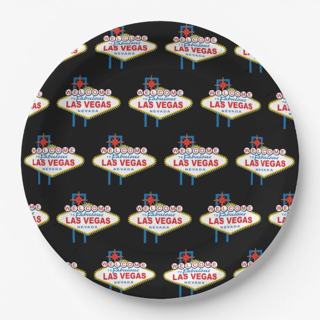 Las Vegas Welcome Sign Paper Plates (Front)