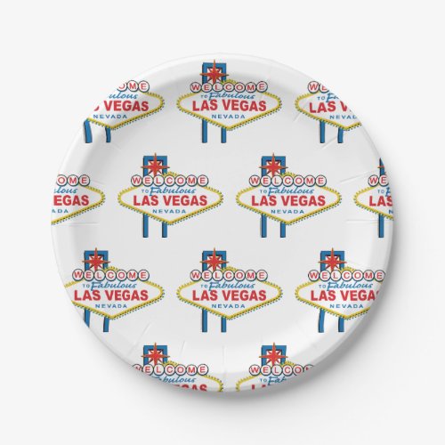 Las Vegas Welcome Sign Paper Plates