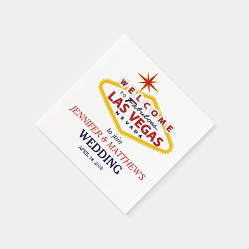 Las Vegas Welcome Sign Personalized Wedding Napkins