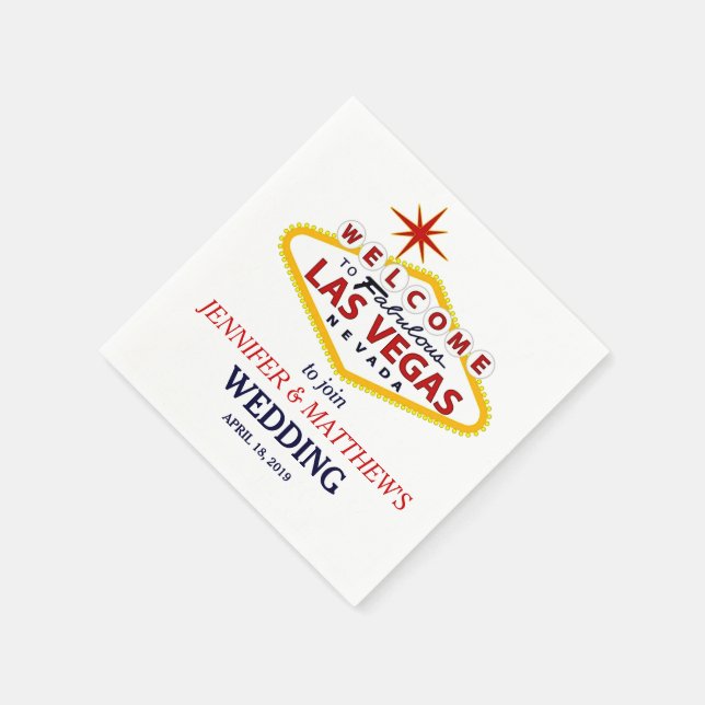 Las Vegas Welcome Sign Personalized Wedding Napkins (Corner)