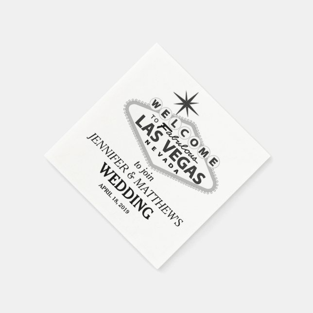 Las Vegas Welcome Sign Personalized Wedding Paper Napkins (Corner)