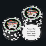 Las Vegas Welcome Sign Poker Chips<br><div class="desc">* The fabulous Welcome Sign with Playing Cards - a real Gamblers Delight ! * Nice as a parting gift, wedding reception gifts or Las Vegas personalized Wedding gift for your wedding crew. * Poker chips have nine color options. * Choose font style, color and size of text for personalizing...</div>