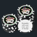 Las Vegas Welcome Sign Poker Chips<br><div class="desc">* The fabulous Welcome Sign with Playing Cards - a real Gamblers Delight ! * Nice as a parting gift, wedding reception gifts or Las Vegas personalized Wedding gift for your wedding crew. * Poker chips have nine color options. * Choose font style, color and size of text for personalizing...</div>