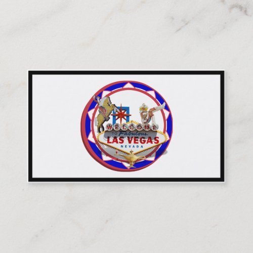 Las Vegas Welcome Sign Red  Blue Poker Chip Business Card