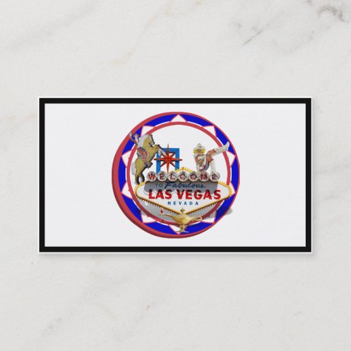 Customizable Las Vegas Welcome Sign Red &amp; Blue Poker Chip Business Card Template