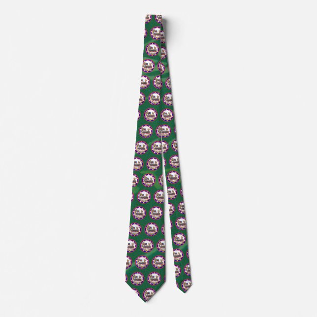 Las Vegas Welcome Sign Red & Blue Poker Chip Neck Tie (Front)