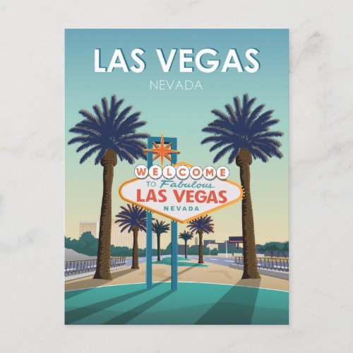 Las Vegas Welcome Sign Vintage Travel Postcard