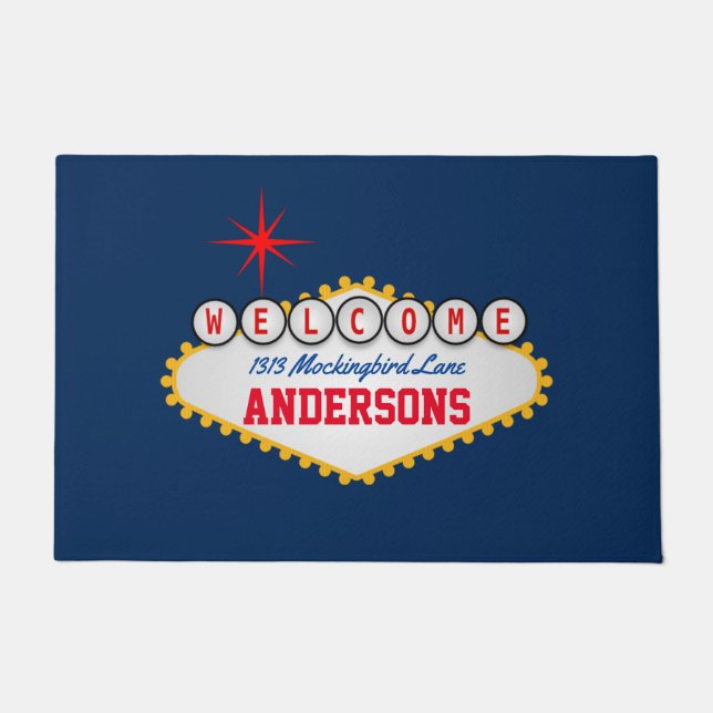 Las Vegas Welcome Sign Your Text  Doormat (Front)