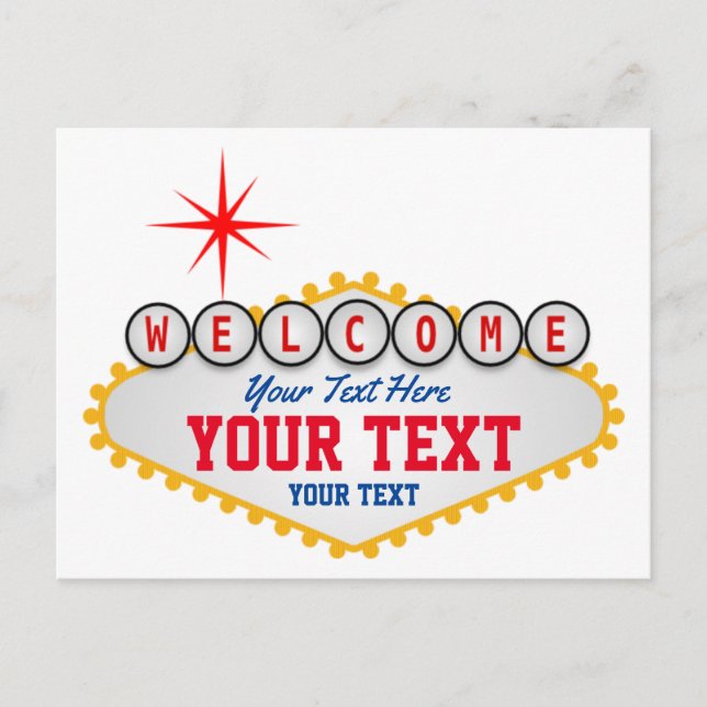 Las Vegas Welcome Sign Your Text  Holiday Postcard (Front)