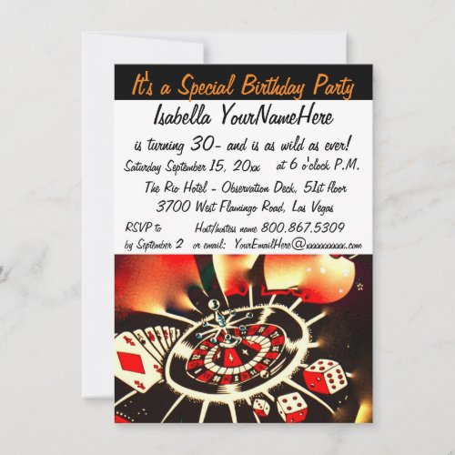 Las Vegas Wild Thing 30th Birthday Invitation