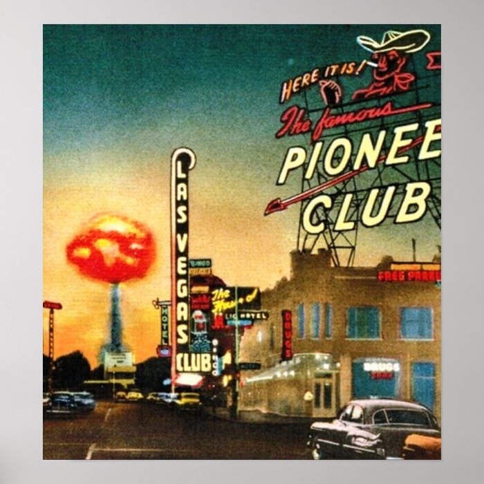 Las Vegas With Atomic Bomb In Background Poster Zazzle