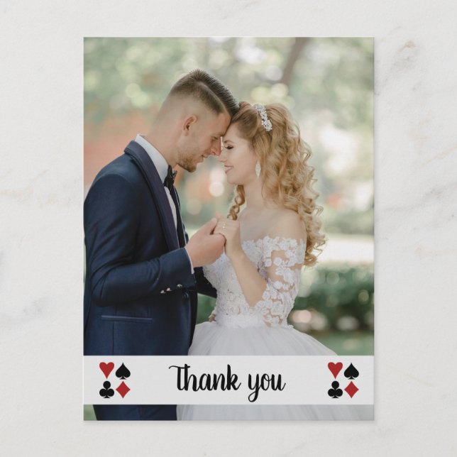 Las Vegas With Photo Wedding Thank You Postcard (Front)