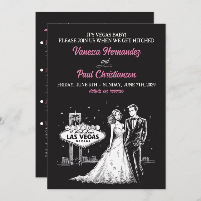 Las Vegas with QR Code Wedding Invitation (Front/Back)