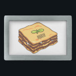 Lasagna cartoon illustration belt buckle<br><div class="desc">Lasagna cartoon illustration</div>