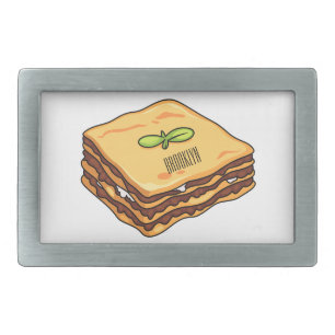 Lasagna cartoon illustration belt buckle