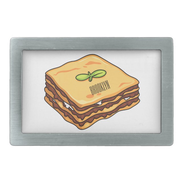 Lasagna cartoon illustration  belt buckle (Front)