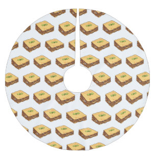 Lasagna cartoon illustration brushed polyester tree skirt