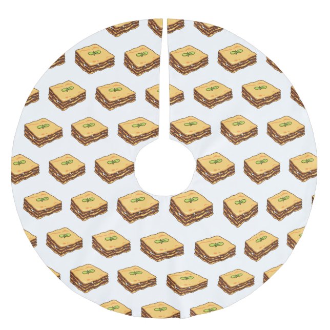 Lasagna cartoon illustration  brushed polyester tree skirt (Front)