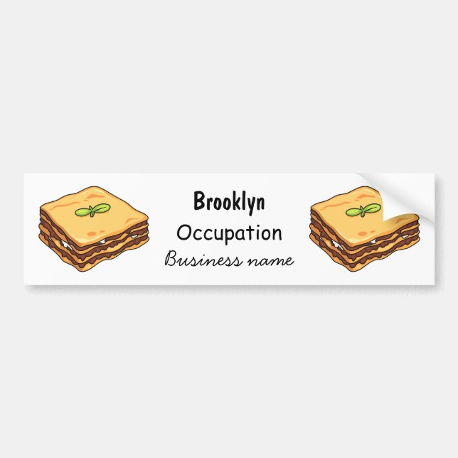 Lasagna cartoon illustration bumper sticker (Front)