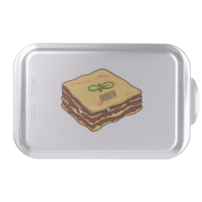 Lasagna cartoon illustration  cake pan (Front)