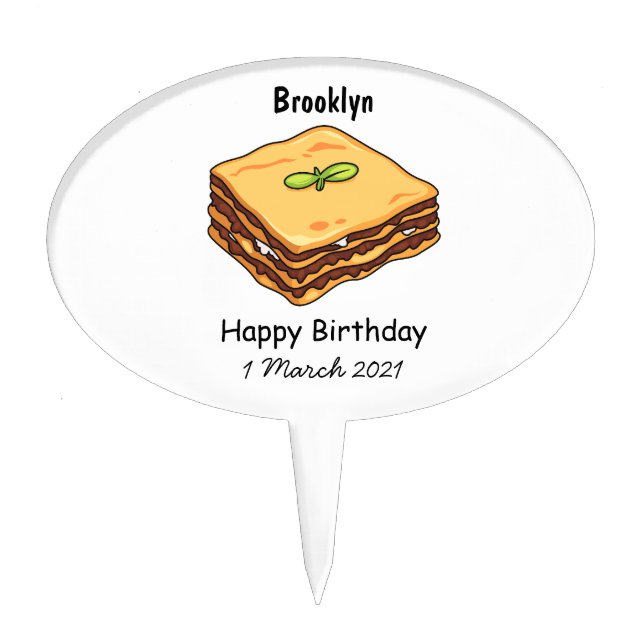 Lasagna cartoon illustration cake topper (Front)