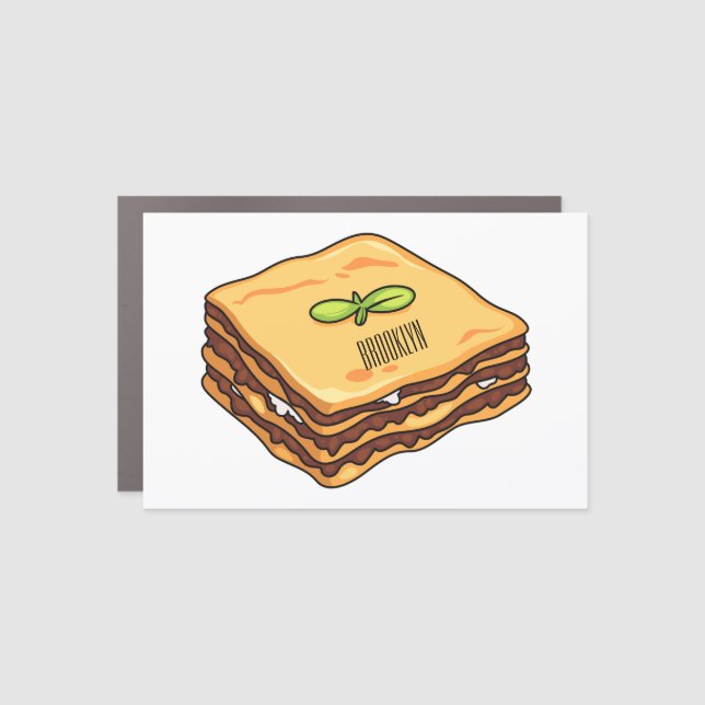 Lasagna cartoon illustration  car magnet (Front)