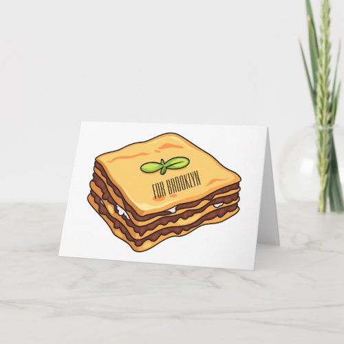 Lasagna cartoon illustration  card