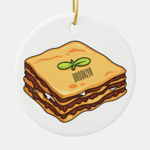 Lasagna cartoon illustration ceramic ornament