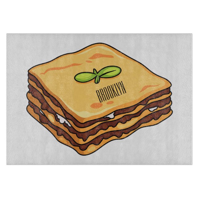 Lasagna cartoon illustration cutting board (Front)