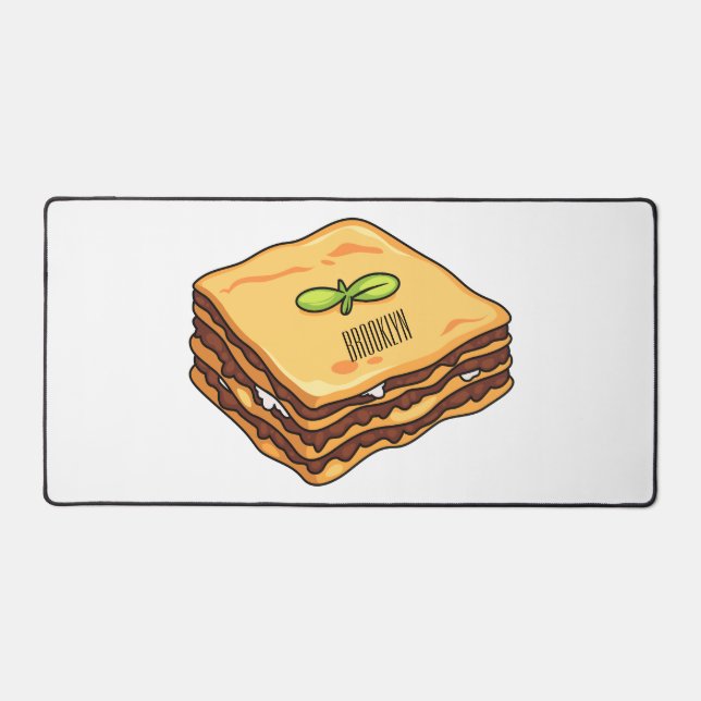 Lasagna cartoon illustration desk mat (Front)
