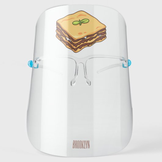 Lasagna cartoon illustration face shield (Front)