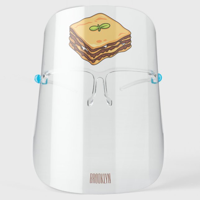 Lasagna cartoon illustration face shield (Front)