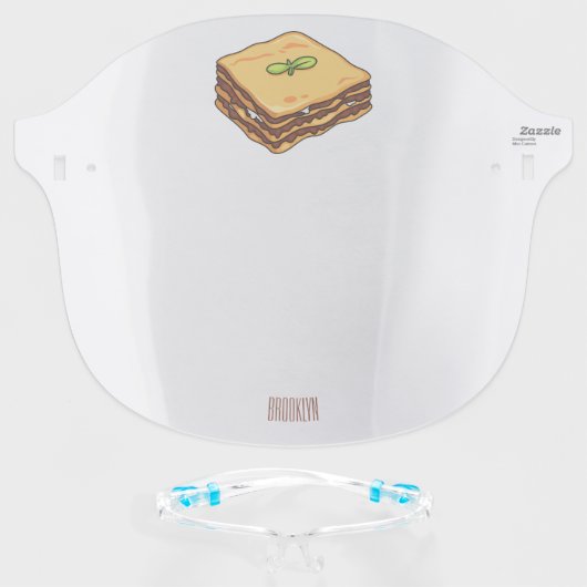 Lasagna cartoon illustration face shield (Front w/Glasses)