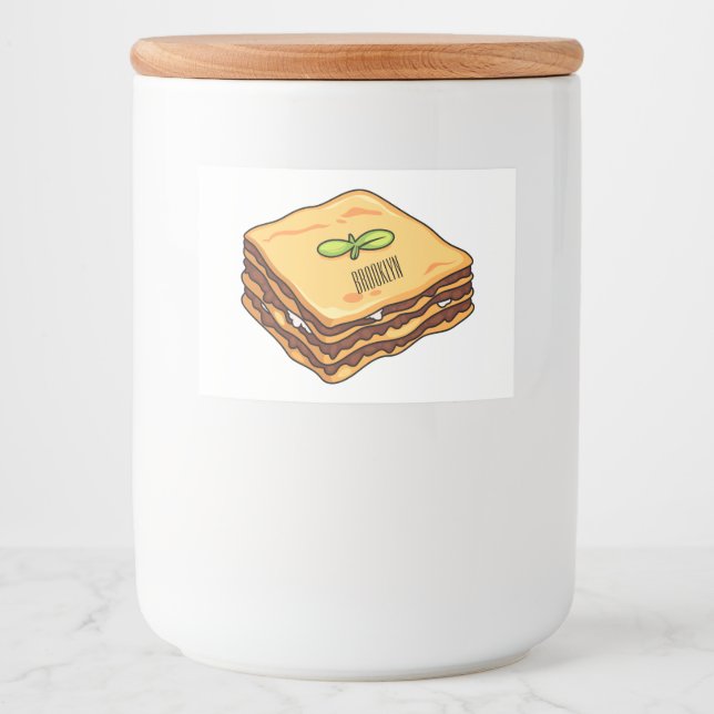 Lasagna cartoon illustration food label (Front)