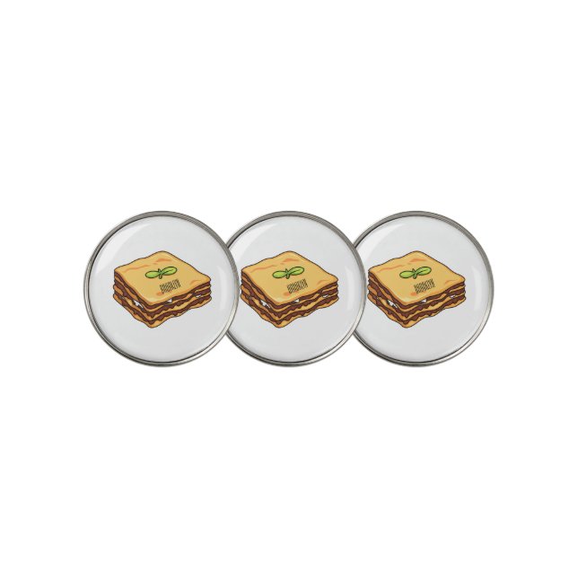 Lasagna cartoon illustration golf ball marker (3 Up)