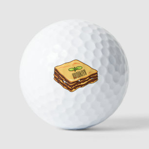 Lasagna cartoon illustration golf balls