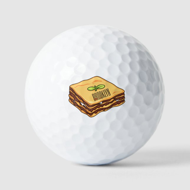 Lasagna cartoon illustration golf balls (Front)