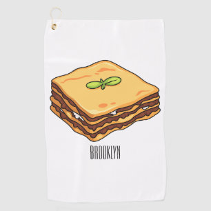 Lasagna cartoon illustration  golf towel