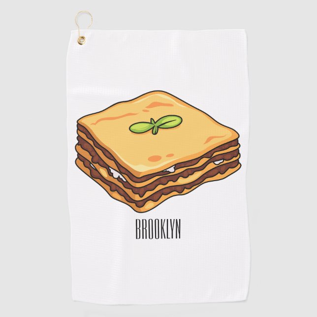 Lasagna cartoon illustration  golf towel (Front)