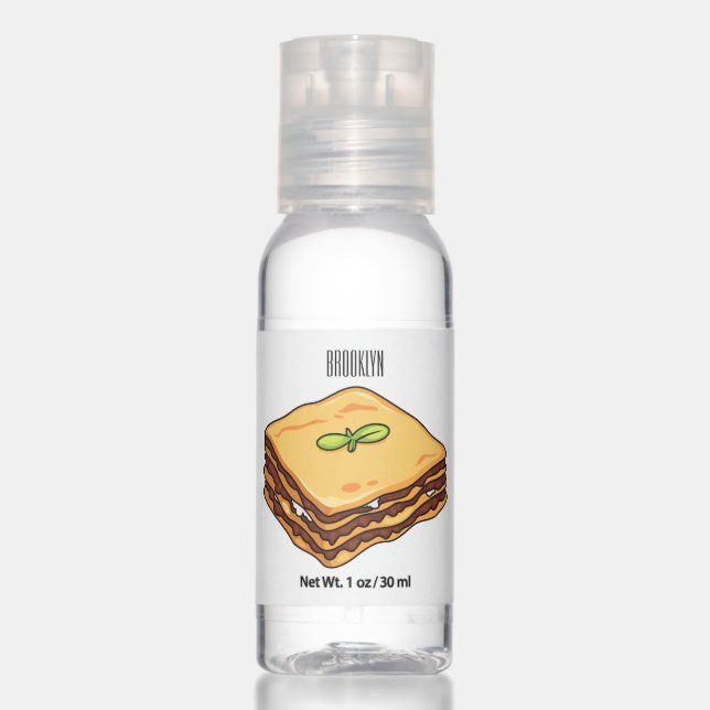 Lasagna cartoon illustration hand sanitizer (Front)