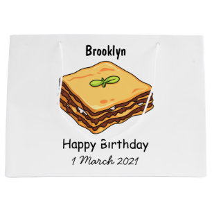 Lasagna cartoon illustration large gift bag