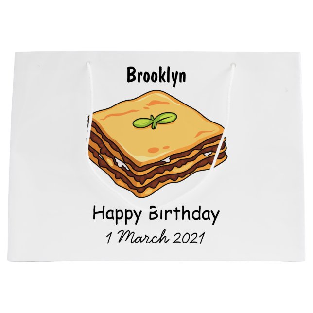 Lasagna cartoon illustration large gift bag (Front)