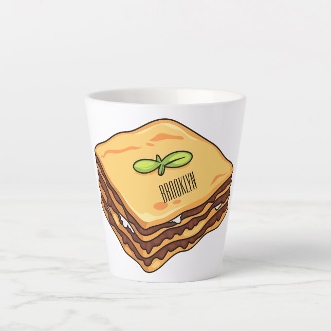 Lasagna cartoon illustration latte mug (Front)