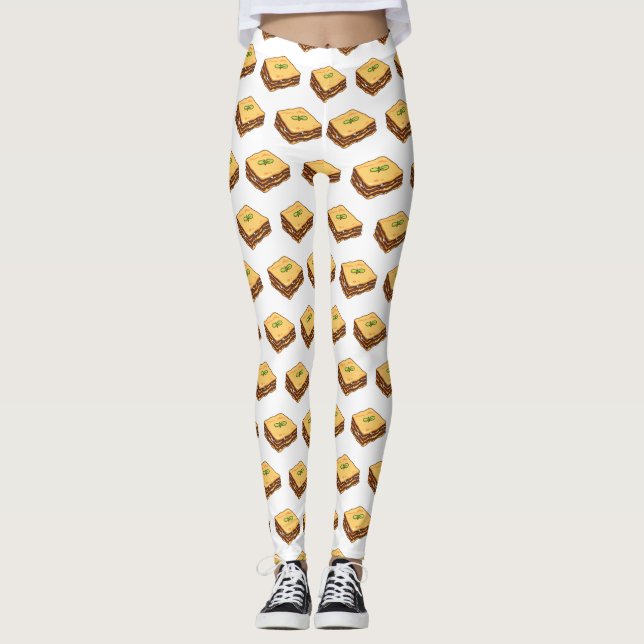 Lasagna cartoon illustration  leggings (Front)
