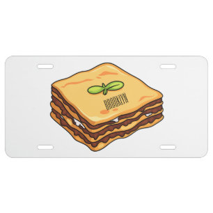 Lasagna cartoon illustration license plate